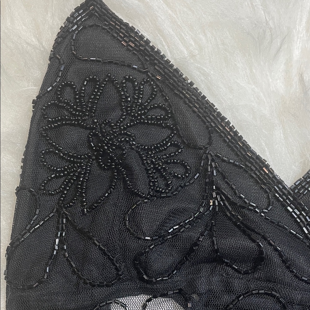 Black Sheer Floral Halter Top - Picture 6 of 12